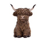 Rustic Meadow Highland Cow Standing Statue
