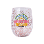 Teacher Amazing Glitter Wine Glass