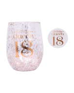 Celebration 18th Glitter Stemless Glass & Badge Set