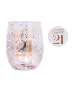 Celebration 21st Glitter Stemless Glass & Badge Set