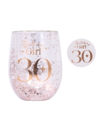 Celebration 30th Glitter Stemless Glass & Badge Set