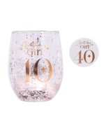 Celebration 40th Glitter Stemless Glass & Badge Set