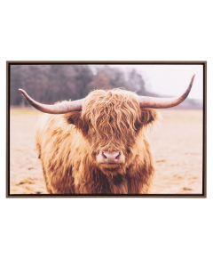 Rustic Meadow Highland Cow Framed Canvas 94x64 